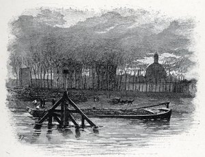 Quai d'Austerlitz ve Salpetriere su vincinin görünümü by Gustave Fraipont
