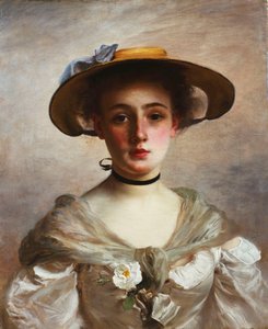 Hasır Şapkalı Genç Bir Kızın Portresi, by Gustave Jacquet