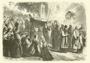 Genç bir kızın cenaze töreni, Sparanise, İtalya (gravür) by Gustave Janet