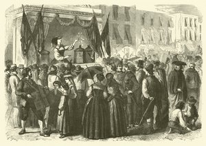 Kazanan piyango numaralarını tahmin etmek için kuşları kullanma, Napoli (gravür) by Gustave Janet