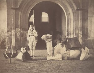 [Asker ve Askeri Deve], 1866. by Gustave Le Gray