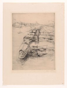 Auteuil, Paris Les bateaux Parisiens, Auteuil'de demirli tekneler by Gustave Leheutre (signed by artist)