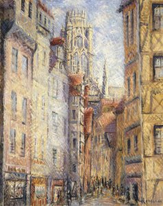 Rouen, Kilisenin Yanındaki Bir Sokak; Rouen, Kiliseli Sokak, c.1920 by Gustave Loiseau