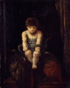 Yılanları boğan Herkül çocuk (ahşap üzerine yağlıboya) by Gustave Moreau