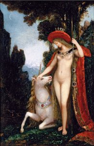 ""Tek boynuzlu at"" Boyama Gustave Moreau (1826-1898) 1885 Soluk 50x34 cm Özel koleksiyon by Gustave Moreau