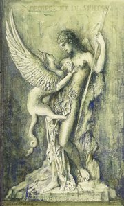 Oidipus ve Sfenks; Oedipe et le Sfenks, by Gustave Moreau