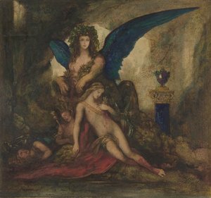 Bir Mağara Şairinde Sfenks, Kral ve Savaşçı, 1840-98. by Gustave Moreau