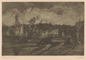 Leidschendam (nesne üzerindeki orijinal başlık) by Gustave van der Does (signed by artist)