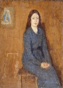 Benekli Mavi Elbise giyen oturan bir Kız, 1914-15 by Gwen John