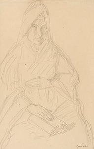 Bir masada oturan Mere Poussepin için çalışma, c.1915 by Gwen John