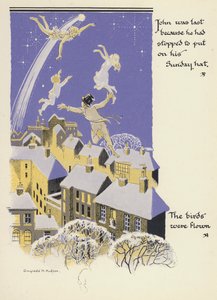 Peter Pan ve Wendy: John sonuncuydu çünkü Pazar şapkasını takmak için durmuştu, Kuşlar uçmuştu (renkli litho)