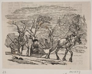 Ren geyiği ile kızak by H. C. Henneberg