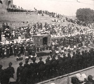 Kraliyet alayında bir devlet tahtırevanı, Delhi, Hindistan, 1912.