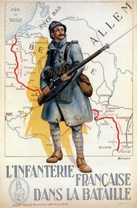 Fransız piyadeleri savaşta (kırmızı çizgi Hindenburg çizgisini temsil ediyor) - hasta. H. Delaspre tarafından