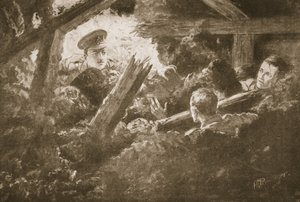 Teğmen C.F.H. Calvert, suya düşen bir mayın galerisinden iki adamı ortaya çıkarır ve kurtarır. by H. Ripperger