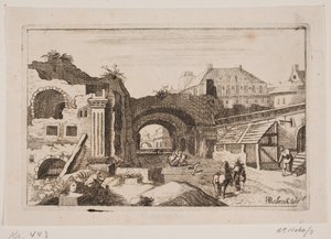 Klasik binaların kalıntıları ile şehir iç by H. Rosenkilde