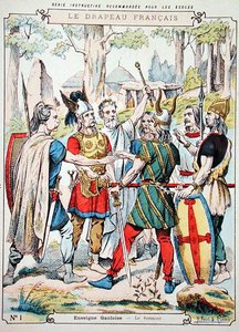 Okul kitapları için koruyucu bir kılıftan yemin eden Galyalı savaşçılar, 19. yüzyılın sonlarında (renkli taş) by H. and Louis R. Feist