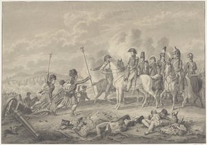 Wellington Dükü, 1815 Waterloo Savaşı sırasında Fransızlardan ele geçirilen kartallarla iki standart alır. by Haatje Pieters Oosterhuis