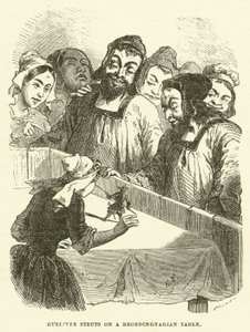 Gulliver bir Brobdingnagian masasında (gravür)