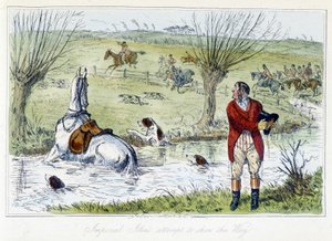 Avcı ve atı bir su bahçesine düşer. “Thomas Scott veya Hawbuck Grange