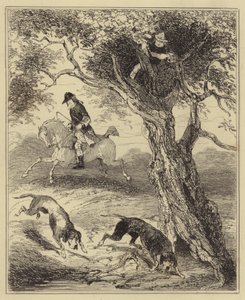Kan tazıları tarafından avlanan Dick Turpin by Hablot Knight Browne