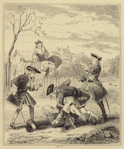 Lord Mahon ve Hamilton Dükü arasındaki düello by Hablot Knight Browne
