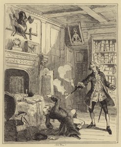 Lord Ferrers vekilharcına ateş ederken by Hablot Knight Browne