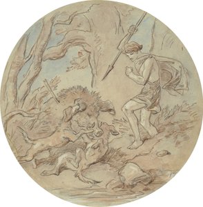 Venüs ve Adonis'i gösteren bir dizi plaka için on sekiz tasarımdan biri by Hablot Knight Browne