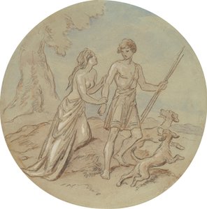 Venüs ve Adonis'i gösteren bir dizi plaka için on sekiz tasarımdan biri by Hablot Knight Browne