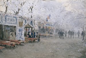 Kiraz Çiçeği Festivali, 1903 dolayları (kırık beyaz kağıt üzerine suluboya) by Hachir Nakagawa