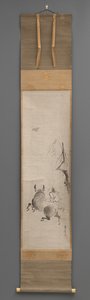 Boğa ve Binici, 17. yüzyılın başları ve 19. yüzyılın sonları (Asılı parşömen: kağıt üzerine mürekkep) by Hanabusa Itcho