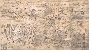 Savaş sahnesi, 17. yüzyıl sonu 18. yüzyıl başı. by Hanekawa Chincho