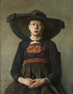 Bir Bavyera Köylü Kızı - Bir Bavyera Köylü Kızı, Pauli (Hirsch-Pauli), Hanna (1864-1940). tuval üzerine yağlıboya