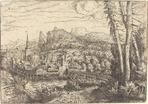 Nehrin Yanında Bir Şehrin Görünümü by Hanns Lautensack