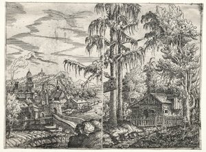 Nehirdeki Kasaba ve Ağaçlar Arasındaki Kulübe ile Manzara, 1551.