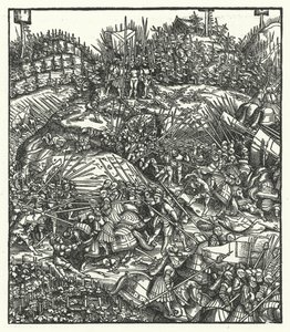 Avusturya Arşidükü Maximilian ve ordusu Fransızlarla savaşıyor by Hans (after) Burgkmair