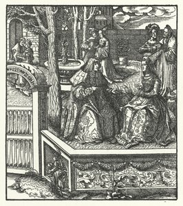 Avusturya Arşidükü Maximilian ve karısı Burgonyalı Mary, birbirlerine kendi dillerini öğretiyorlar (gravür)