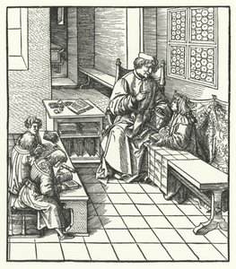 Avusturya Arşidükü Maximilian okulda çocukken (gravür) by Hans (after) Burgkmair