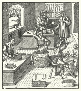 Avusturya Arşidükü Maximilian darphanede (gravür) by Hans (after) Burgkmair