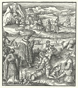 Avusturya balıkçılık Arşidük Maximilian (gravür) by Hans (after) Burgkmair