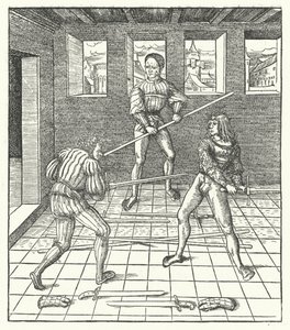Avusturya Arşidükü Maximilian eskrim sanatını öğreniyor (gravür) by Hans (after) Burgkmair