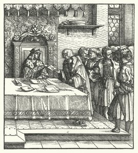 Avusturya Arşidükü Maximilian mektup yazıyor (gravür) by Hans (after) Burgkmair