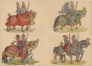 Atlı şövalyeler (renkli taş) by Hans (after) Burgkmair
