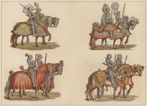 ಕುದುರೆಯ ಮೇಲೆ ನೈಟ್ಸ್ (ಬಣ್ಣ ಲಿಥೋ) ಟರ್ಕಿ by Hans (after) Burgkmair