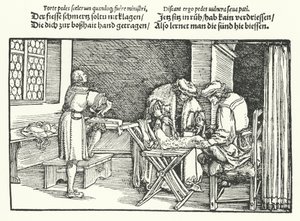 Bacak ülserleri veya yaraları (gravür) by Hans (after) Burgkmair