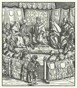 Kutsal Roma İmparatoru Maximilian Macarlarla müzakere by Hans (after) Burgkmair