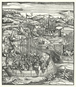 Kutsal Roma İmparatoru Maximilian I, filosu ile La Spezia, İtalya by Hans (after) Burgkmair