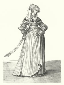 Baselli bir kadın kostümü (gravür) by Hans (after) Holbein the Younger