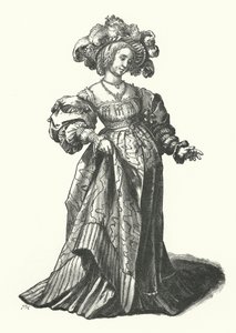 Baselli bir kadın kostümü (gravür) by Hans (after) Holbein the Younger