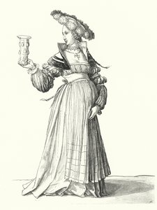 Baselli bir kadın kostümü (gravür) by Hans (after) Holbein the Younger
